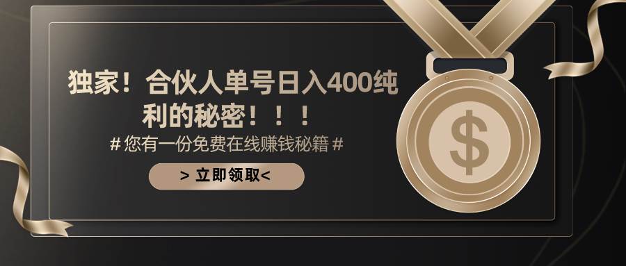 合伙人广告撸金最新玩法，每天单号400纯利-温馨分享网