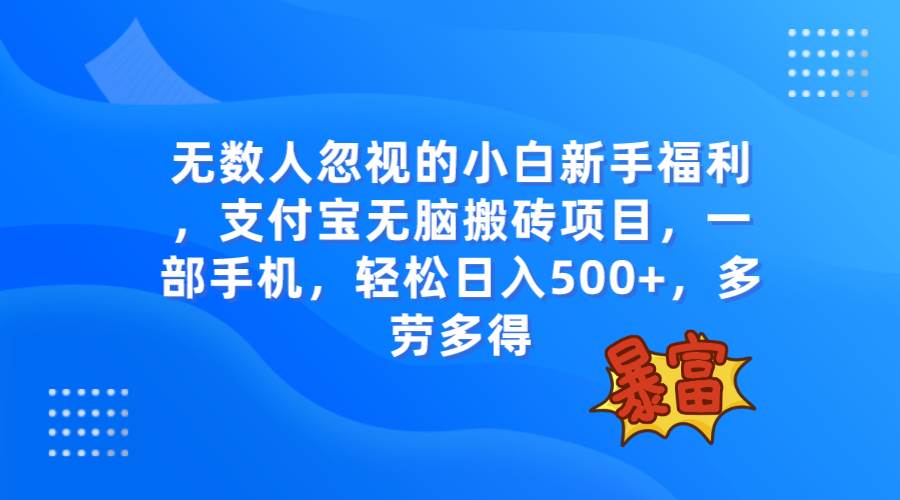无数人忽视的项目，支付宝无脑搬砖项目，一部手机即可操作，轻松日入500+-温馨分享网