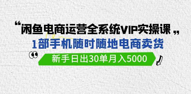 闲鱼电商运营全系统VIP实战课，1部手机随时随地卖货，新手日出30单月入5000-温馨分享网