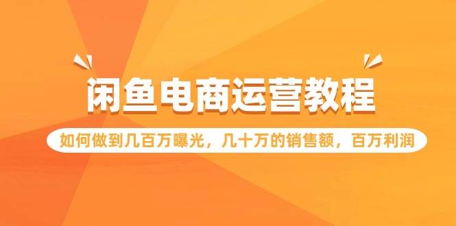 闲鱼电商运营教程：如何做到几百万曝光，几十万的销售额，百万利润-温馨分享网