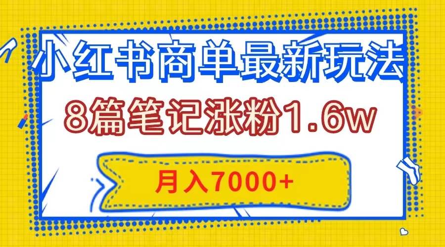 小红书商单最新玩法，8篇笔记涨粉1.6w，几分钟一个笔记，月入7000+-温馨分享网
