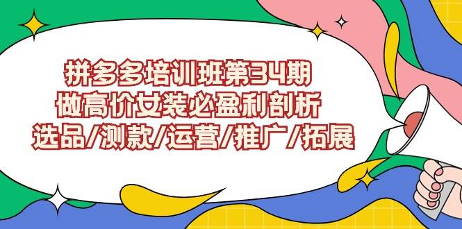 拼多多培训班第34期：做高价女装必盈利剖析  选品/测款/运营/推广/拓展-温馨分享网