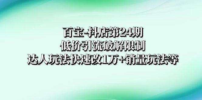百宝-抖店第24期：低价引流破解限制，达人玩法快速改1万+销量玩法等-温馨分享网