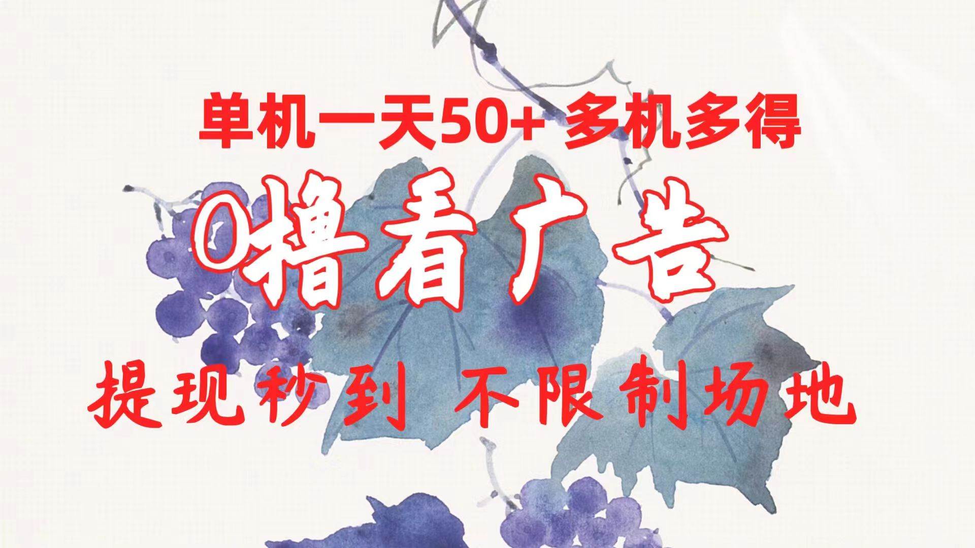 0撸看广告 单机一天50+多机多得 提现秒到 不限制场地操作-温馨分享网