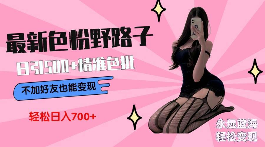最新色粉变现野路子，日引500+老色批 可不加好友直接变现 小白轻松日入700+-温馨分享网