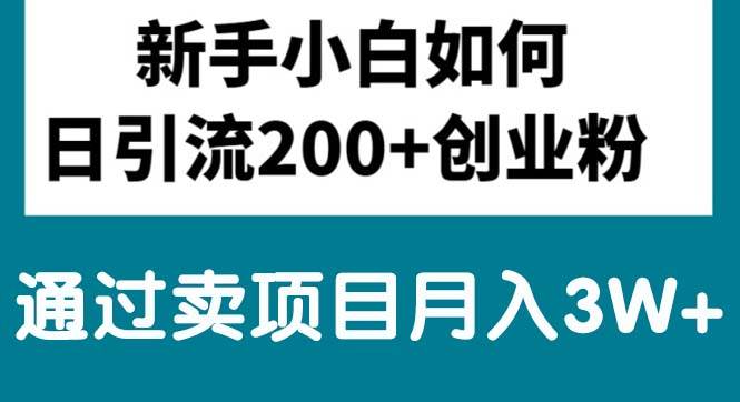 新手小白日引流200+创业粉,通过卖项目月入3W+-温馨分享网