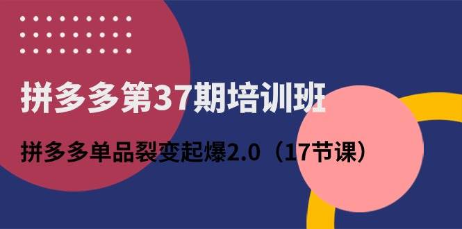 拼多多第37期培训班：拼多多单品裂变起爆2.0（17节课）-温馨分享网