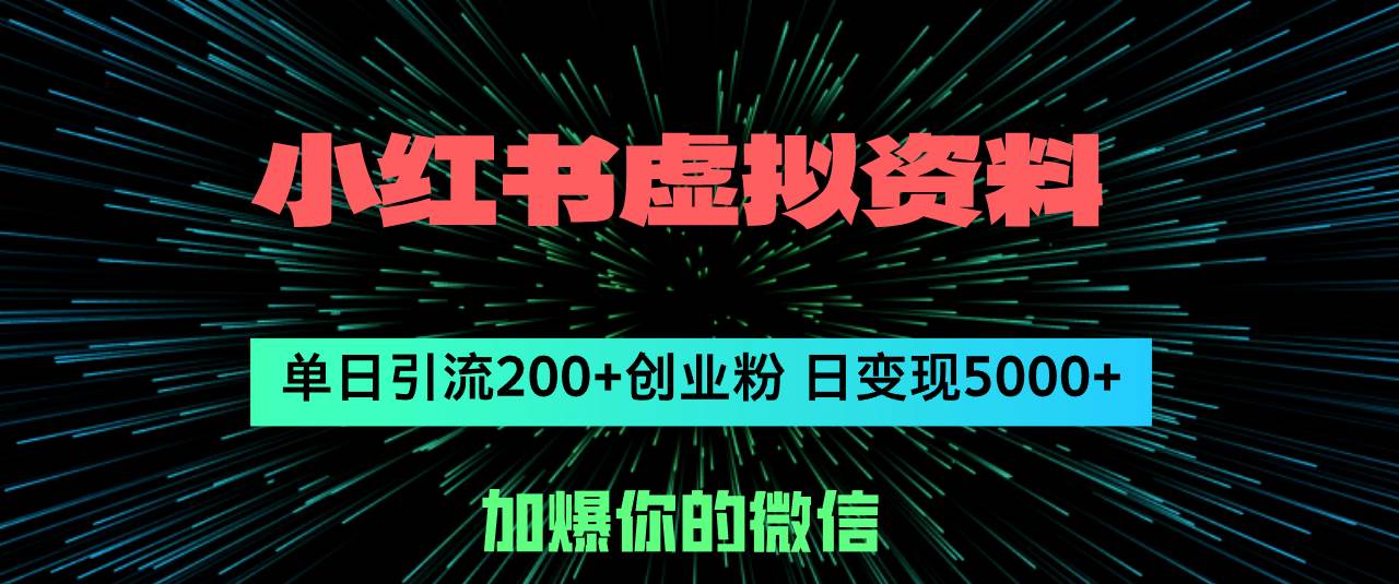 小红书虚拟资料日引流200+创业粉，单日变现5000+-温馨分享网