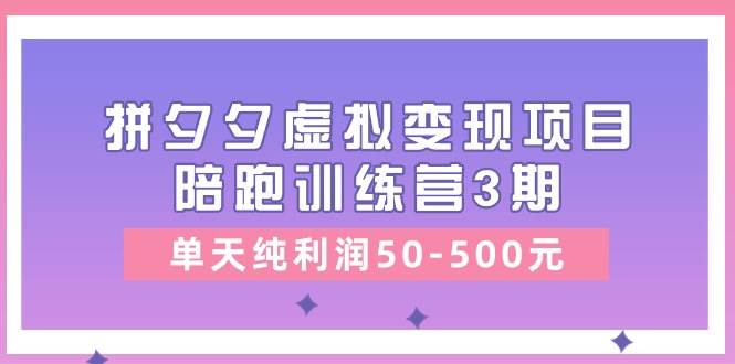 某收费培训《拼夕夕虚拟变现项目陪跑训练营3期》单天纯利润50-500元-温馨分享网
