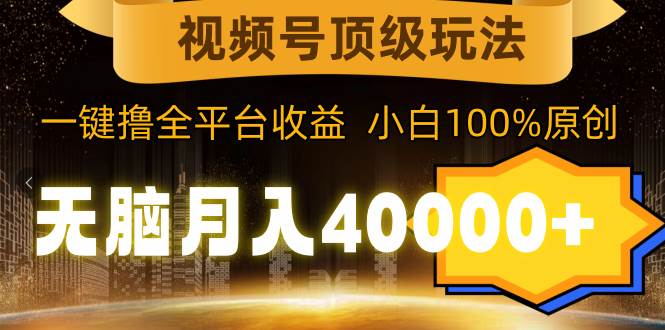 视频号顶级玩法，无脑月入40000+，一键撸全平台收益，纯小白也能100%原创-温馨分享网