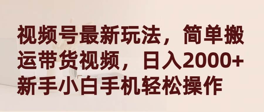 视频号最新玩法，简单搬运带货视频，日入2000+，新手小白手机轻松操作-温馨分享网