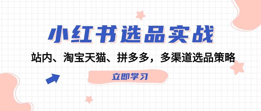 小红书选品实战：站内、淘宝天猫、拼多多，多渠道选品策略-温馨分享网