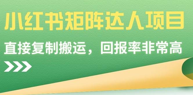 小红书矩阵达人项目，直接复制搬运，回报率非常高-温馨分享网