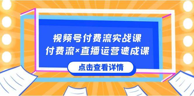 视频号付费流实战课，付费流×直播运营速成课，让你快速掌握视频号核心运..-温馨分享网