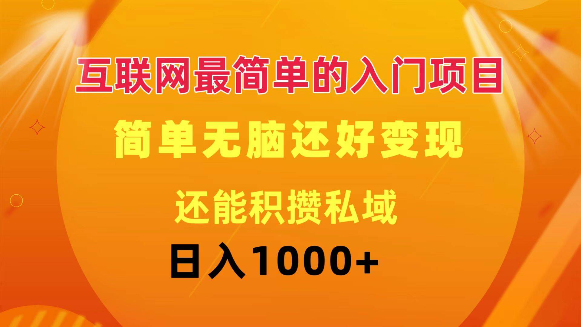 互联网最简单的入门项目：简单无脑变现还能积攒私域一天轻松1000+-温馨分享网