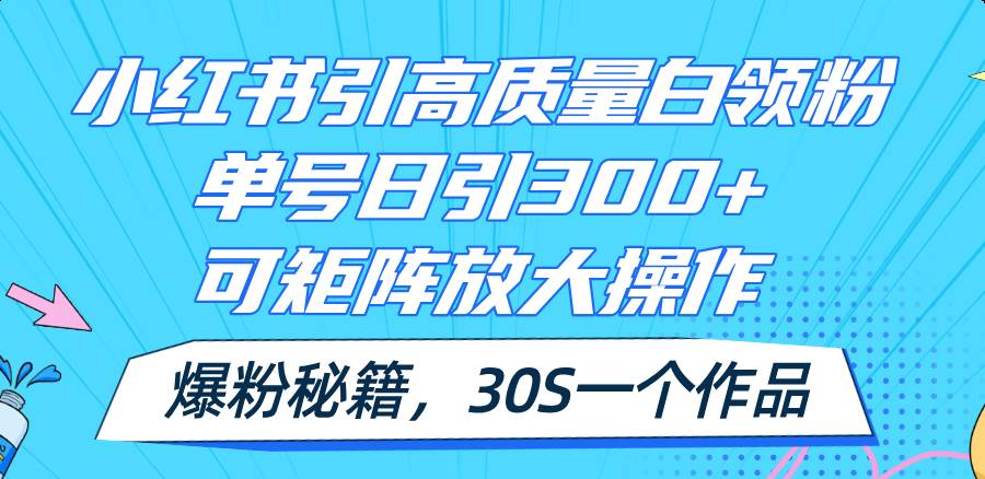 小红书引高质量白领粉，单号日引300+，可放大操作，爆粉秘籍！30s一个作品-温馨分享网