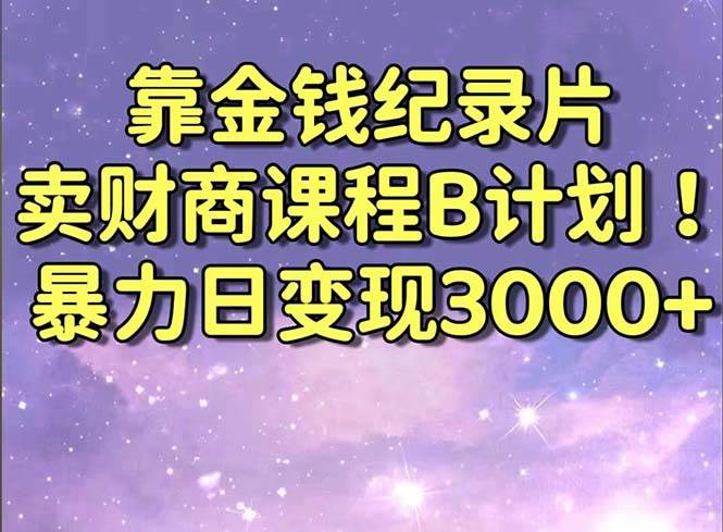 靠金钱纪录片卖财商课程B计划！暴力日变现3000+，喂饭式干货教程！-温馨分享网