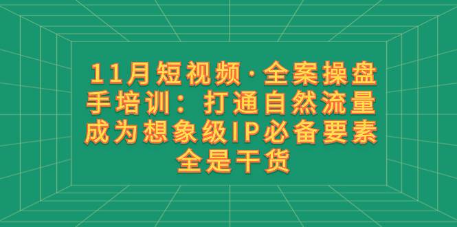 11月短视频·全案操盘手培训：打通自然流量 成为想象级IP必备要素 全是干货-温馨分享网