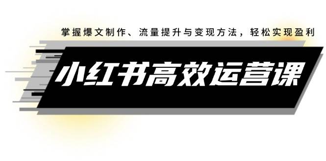 小红书高效运营课：掌握爆文制作、流量提升与变现方法，轻松实现盈利-温馨分享网