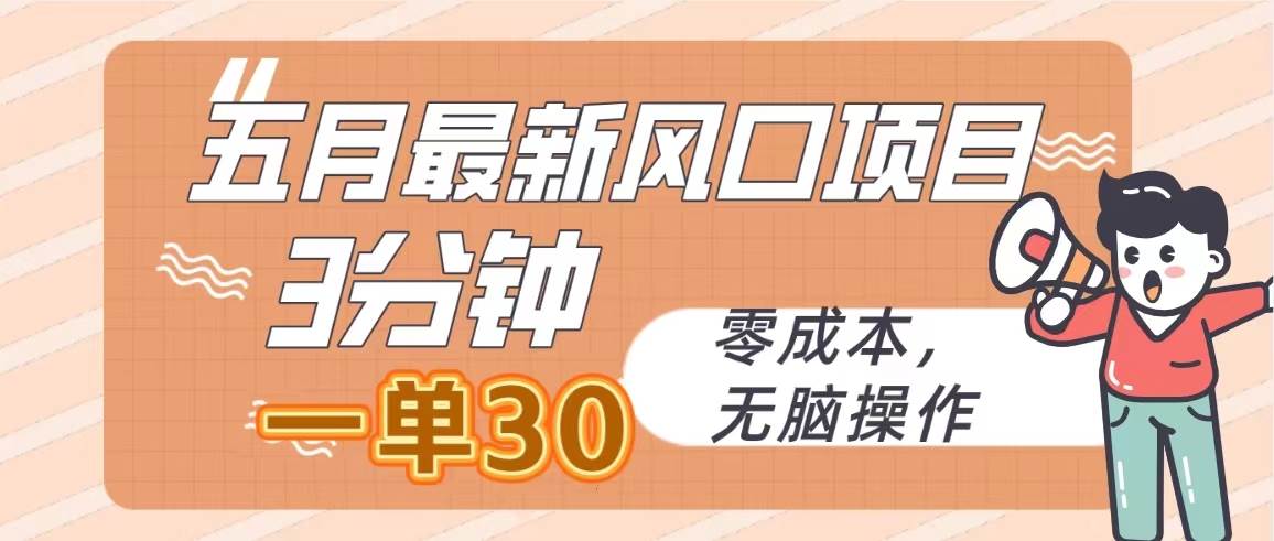 五月最新风口项目，3分钟一单30，零成本，无脑操作-温馨分享网