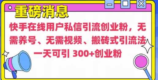 快手最新引流创业粉方法，无需养号、无需视频、搬砖式引流法【揭秘】-温馨分享网