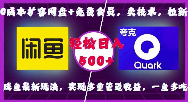 0成本扩容网盘+免费会员，卖技术，拉新，咸鱼最新玩法，实现多重管道收益，一鱼多吃，轻松日入500+-温馨分享网