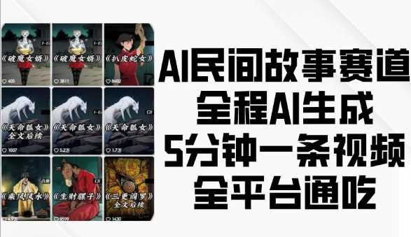 AI民间故事赛道，全程AI生成5分钟一条视频，全平台通吃-温馨分享网