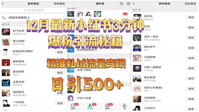 12月最新小红书3分钟爆粉引流秘籍 精准私域流量变现 日引500+-温馨分享网