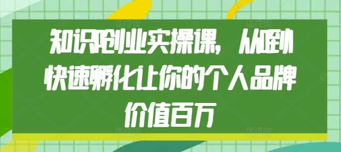 知识IP创业实操课，从0到1快速孵化让你的个人品牌价值百万-温馨分享网