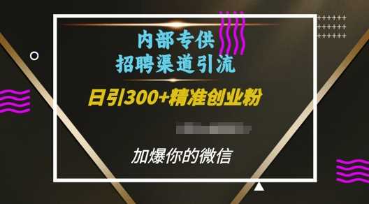 内部招聘渠道日引流300+创业粉，加爆你的微信【揭秘】-温馨分享网