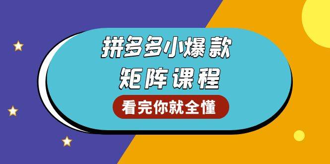 拼多多爆款矩阵课程：教你测出店铺爆款，优化销量，提升GMV，打造爆款群-温馨分享网