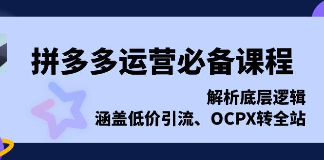拼多多运营必备课程，解析底层逻辑，涵盖低价引流、OCPX转全站-温馨分享网