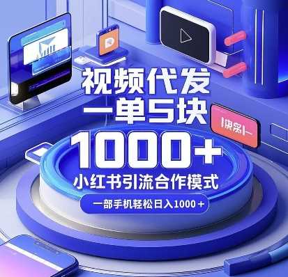 视频代发，一单5块，小红书引流合作模式，一部手机轻松日入多张【揭秘】-温馨分享网
