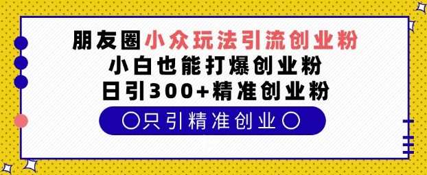 朋友圈小众玩法引流创业粉，小白也能打爆创业粉，日引300+精准创业粉【揭秘】-温馨分享网