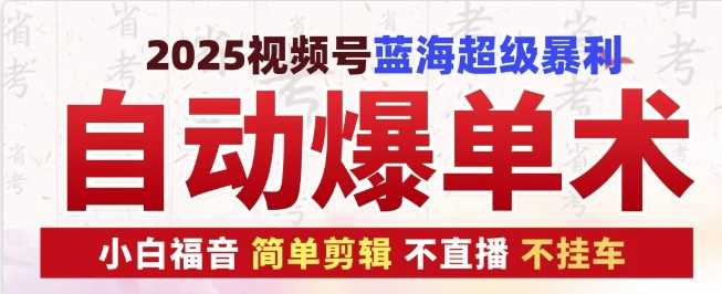2025视频号蓝海超级暴利自动爆单术1.0 ，小白褔音 简单剪辑 不直播 不挂车-温馨分享网
