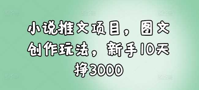 小说推文项目，图文创作玩法，新手10天挣3000-温馨分享网