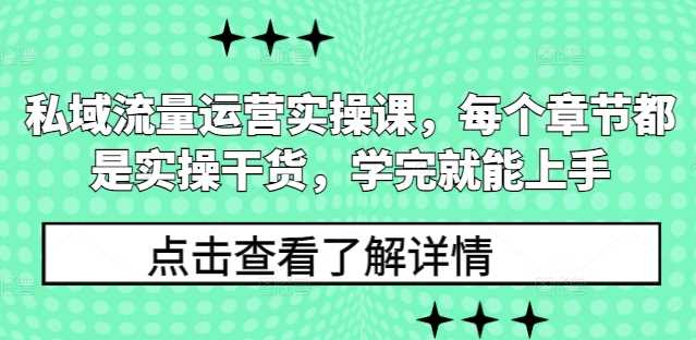 私域流量运营实操课，每个章节都是实操干货，学完就能上手-温馨分享网