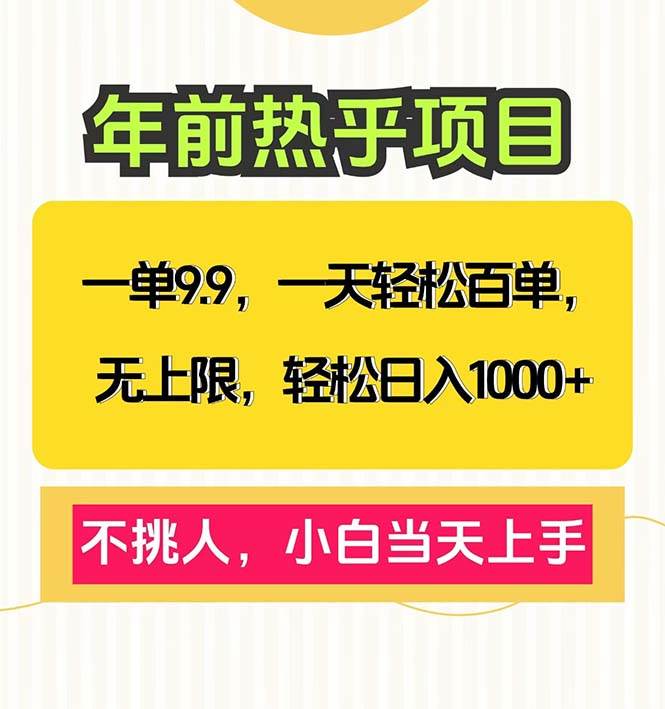 一单9.9，一天百单无上限，不挑人，小白当天上手，轻松日入1000+-温馨分享网