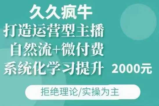 久久疯牛·自然流+微付费(12月23更新)打造运营型主播，包11月+12月-温馨分享网