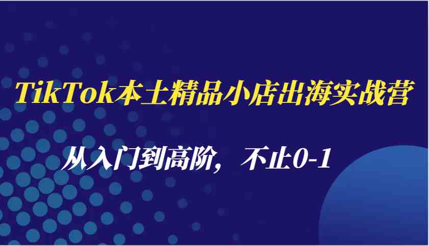 TikTok本土精品小店出海实战营，从入门到高阶，不止0-1-温馨分享网
