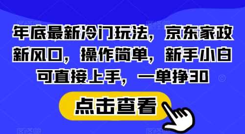 年底最新冷门玩法，京东家政新风口，操作简单，新手小白可直接上手，一单挣30【揭秘】-温馨分享网