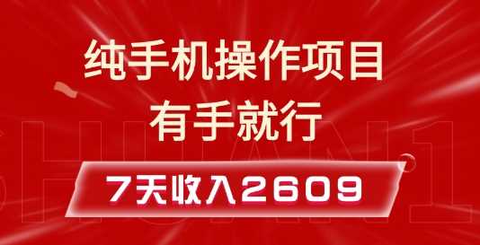 纯手机操作的小项目，有手就能做，7天收入2609+实操教程【揭秘】-温馨分享网