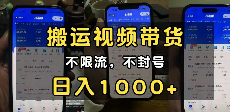 小白必看搬运视频带货玩法，不限流，不封号，纯自然流，日入1000+-温馨分享网