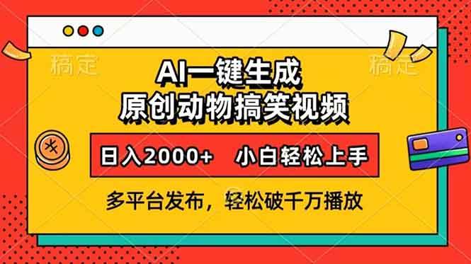 AI一键生成动物搞笑视频，多平台发布，轻松破千万播放，日入2000+，小…-温馨分享网