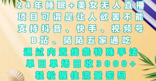 2024年睡眠+美女无人直播，通过内置线条特殊手法，单场日收3k+，轻松握住流量密码【揭秘】-温馨分享网