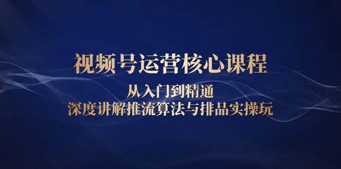 视频号运营核心课程，从入门到精通，深度讲解推流算法与排品实操玩-温馨分享网