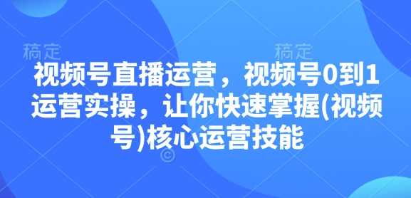 视频号直播运营，视频号0到1运营实操，让你快速掌握(视频号)核心运营技能-温馨分享网