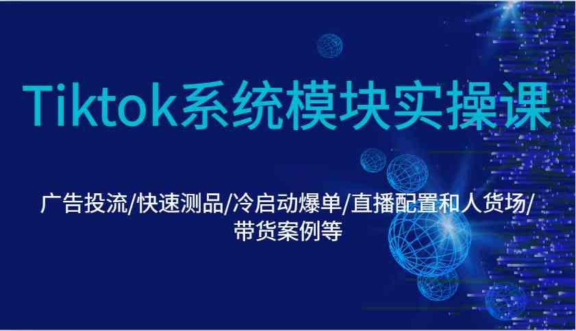 Tiktok系统模块实操课：广告投流/快速测品/冷启动爆单/直播配置和人货场/带货案例等-温馨分享网