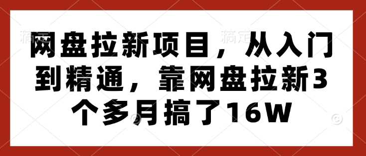 网盘拉新项目，从入门到精通，靠网盘拉新3个多月搞了16W-温馨分享网
