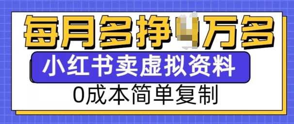 小红书虚拟资料项目，0成本简单复制，每个月多挣1W【揭秘】-温馨分享网